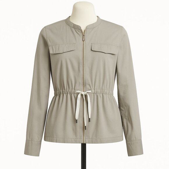 Anthropologie Maeve Aviator Jacket with Cinched Waist, Color Beige, Size Medium - Picture 1 of 14